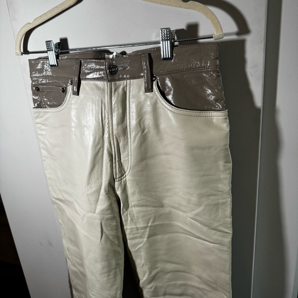 AGOLDE two tone panel leather straight leg pants - Picture 5 of 7